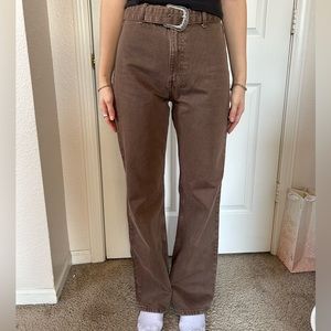 brown Zara jeans with matching brown and silver buckle belt size US 4